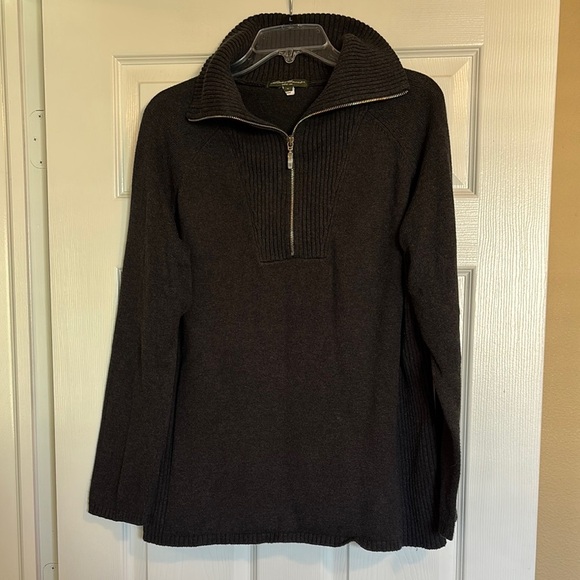 Eddie Bauer women’s dark gray quarter zip knit sweater size XL - Picture 1 of 8